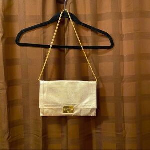Vintage Ande Women's gold evening clutch bag with gold chain